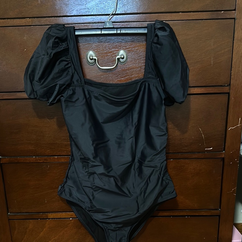 Black Puff Sleeve Kids One Piece